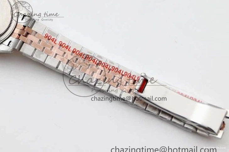 0121 Trendy Lady DateJust 28 SS RG TWF Diamonds Bezel 1:1 Best Edition White Dial Roman Markers on Jubilee Bracelet NH 2129